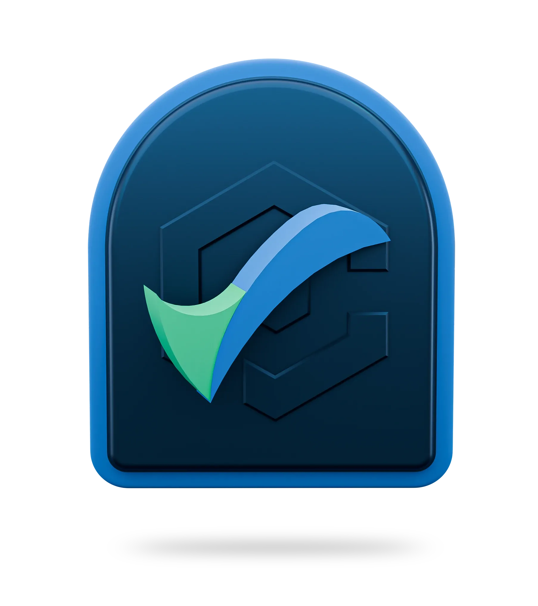 3D shield badge with a checkmark representing Cyber Essentials Plus certification